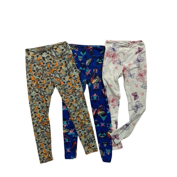 One Size LulaRoe Womens Leggings 3 Pair Assorted Hummingbird Butterfly - Picture 1 of 7